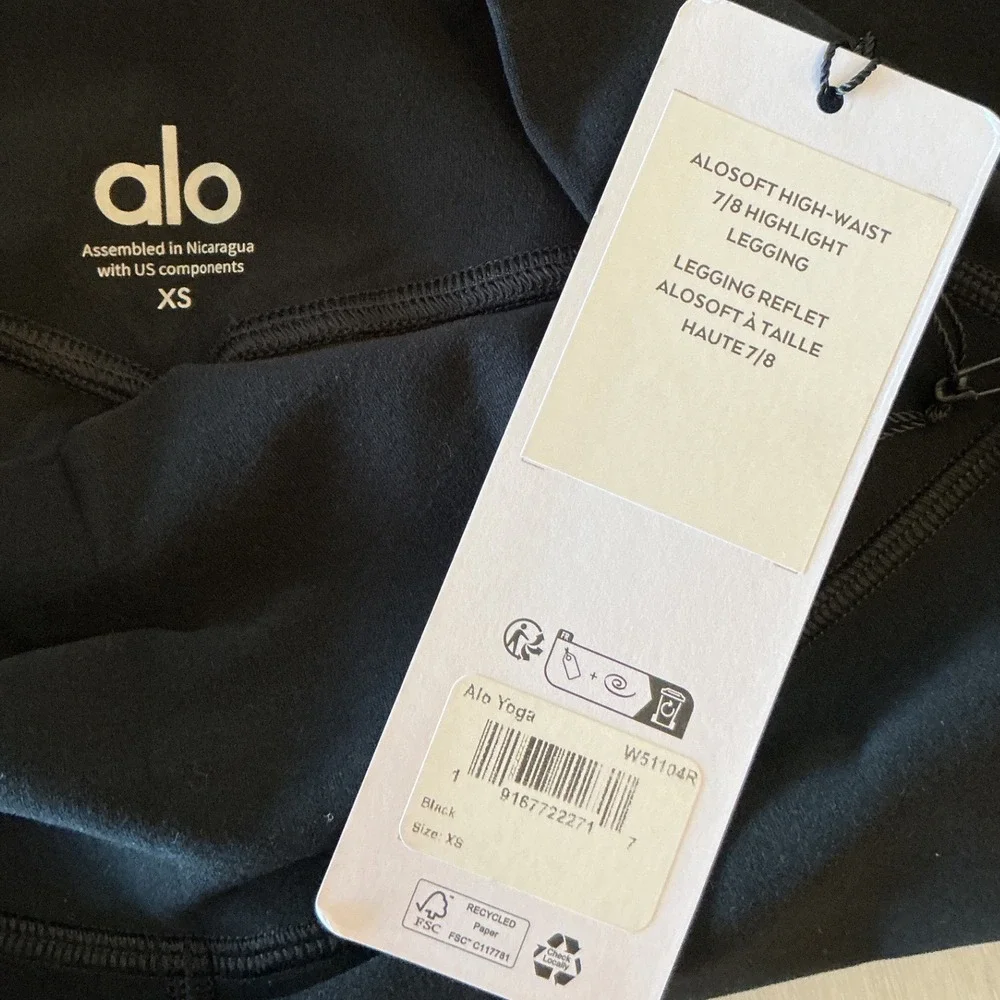 Alo Yoga Alosoft High-Waist 7/8 Highlight Legging Black XS New With Tags